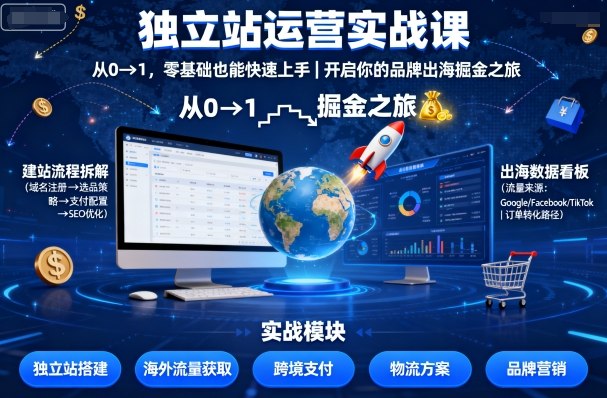 独立站运营实战课,从0到1,零基础也能快速上手,开启你的品牌出海掘金之旅-邪修侠学院