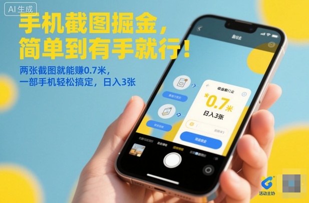 手机截图掘金，简单到有手就行！两张截图就能賺0.7米，一部手机轻松搞定，日入3张【揭秘】-邪修侠学院