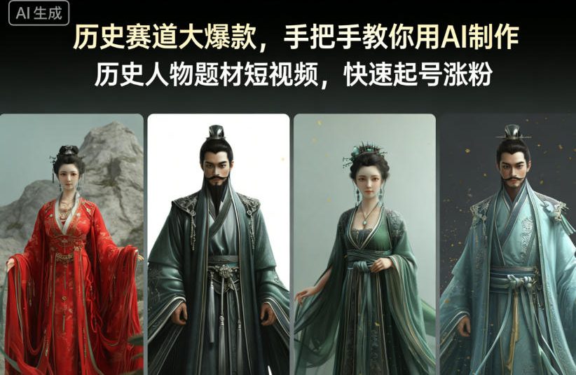 历史赛道大爆款,手把手教你用AI制作历史人物题材短视频,快速起号涨粉-邪修侠学院