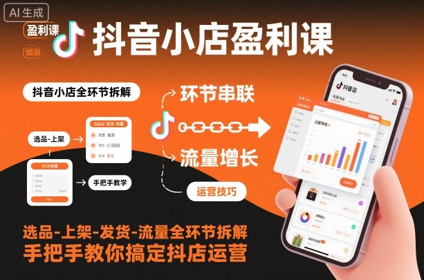 抖音小店盈利课-选品-上架-发货-流量全环节拆解,手把手教你搞定抖店运营-邪修侠学院