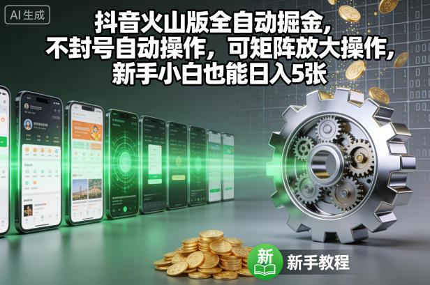 抖音火山版全自动掘金,不封号自动操作,可矩阵放大操作,新手小白也能日入5张【揭秘】-邪修侠学院