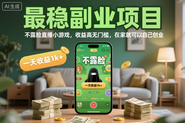 最稳副业项目,不露脸直播小游戏,收益高无门槛,一天收益1k+,在家就可以自己创业【揭秘】-邪修侠学院