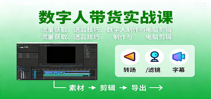 数字人变现实战课:流量获取、选品技巧、数字人制作与电脑剪辑-邪修侠学院