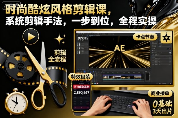 时尚酷炫风格剪辑课,系统剪辑手法,一步到位,全程实操-邪修侠学院