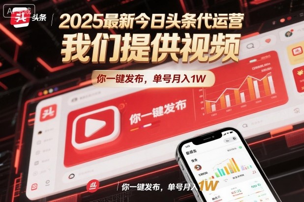 2025最新今日头条代运营,我们提供视频,你一键发布,单号月入1W【揭秘】-邪修侠学院