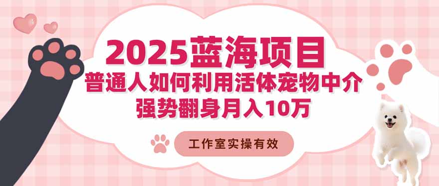 2025蓝海项目:普通人如何利用活体宠物中介,强势翻身月入10万-邪修侠学院