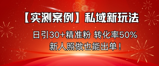【实测案例】私域新玩法，日引30+精准粉，转化率50%，新人照做也能出单！-邪修侠学院