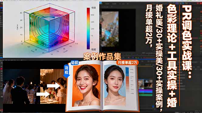 PR调色实战课：色彩理论+工具实操+婚礼医美/30+实操案例，月接单超2万-邪修侠学院