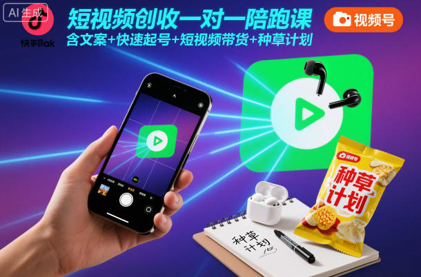 短视频创收一对一陪跑课,含文案+快速起号+短视频带货+种草计划-邪修侠学院