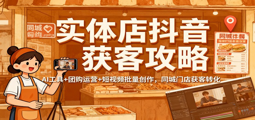 实体店抖音获客攻略：AI工具+团购运营+短视频批量创作，同城门店获客转化-邪修侠学院