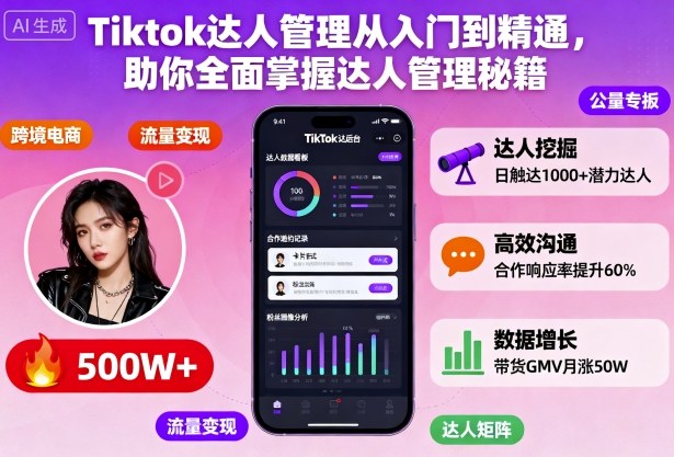 Tiktok达人管理从入门到精通,助你全面掌握达人管理秘籍-邪修侠学院