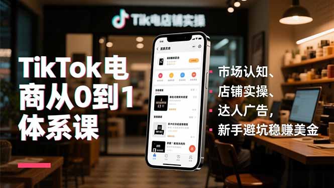 TikTok电商从0到1体系课，市场认知、店铺实操、达人广告，新手避坑稳赚美金-邪修侠学院