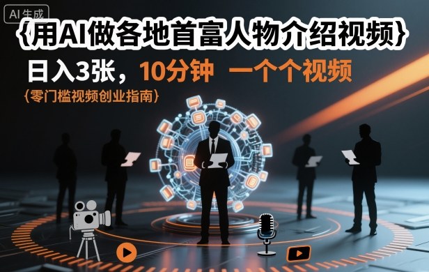 用AI做各地首富人物介绍视频,日入3张,10分钟一个视频-邪修侠学院