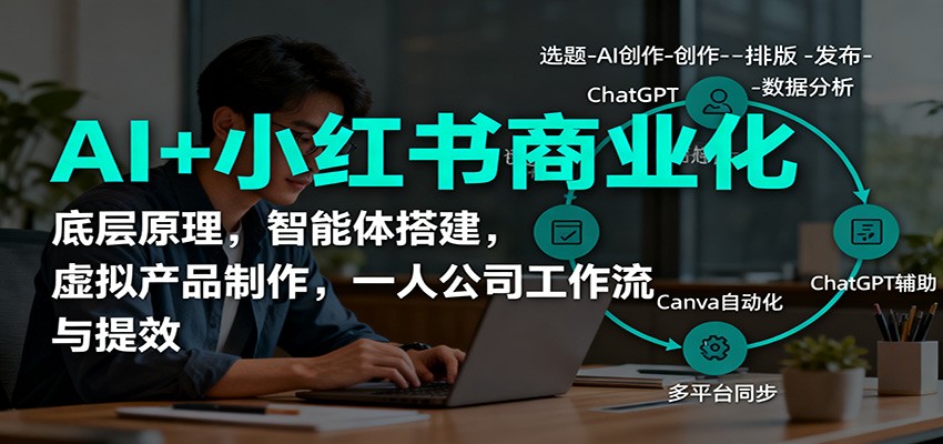AI+小红书商业化,底层原理,智能体搭建,虚拟产品制作,一人公司工作流与提效-邪修侠学院