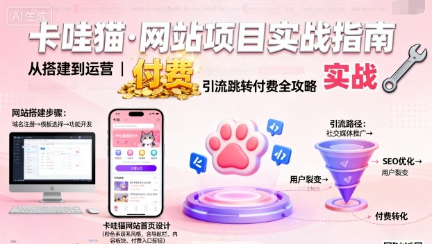 卡哇猫·网站项目，网站搭建与运营以及引流跳转付费-邪修侠学院
