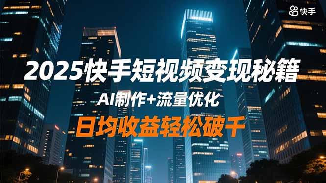 2025快手短视频变现秘籍,AI制作+流量优化,日均收益轻松破千-邪修侠学院