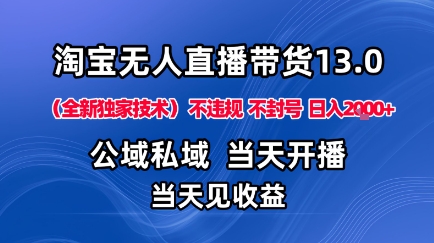 淘宝无人直播13.0,公域私域技术,不封号,不违规布局下半年旺季赛道,日入1K+(独家技术)【揭秘】-邪修侠学院