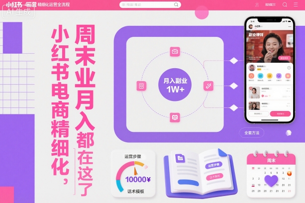 小红书电商精细化运营全流程,周末副业月入1W+,全套方法都在这了-邪修侠学院