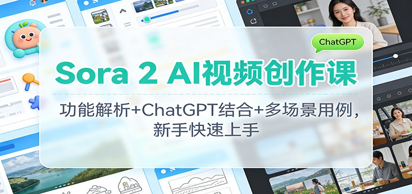 Sora 2 AI视频创作课:功能解析+ChatGPT结合+多场景用例,新手快速上手-邪修侠学院