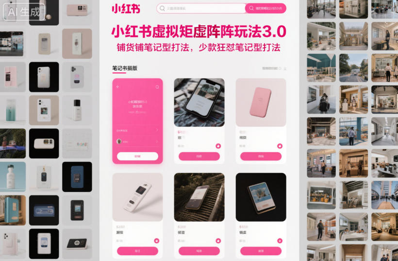 小红书虚拟矩阵玩法3.0,铺货铺笔记型打法,少款狂怼笔记型打法-邪修侠学院