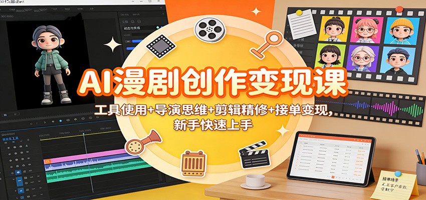 AI漫剧创作变现课:工具使用+导演思维+剪辑精修+接单变现,新手快速上手-邪修侠学院