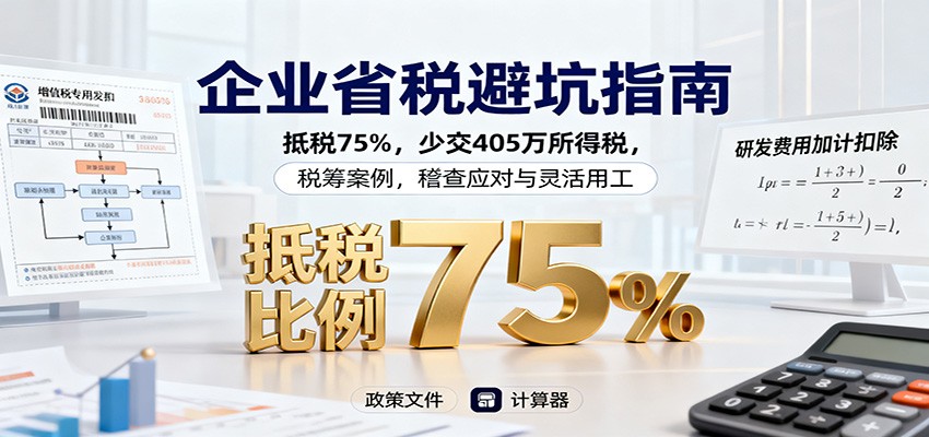 企业省税避坑指南:抵税75%,少交405万所得税,税筹案例,稽查应对与灵活用工-邪修侠学院