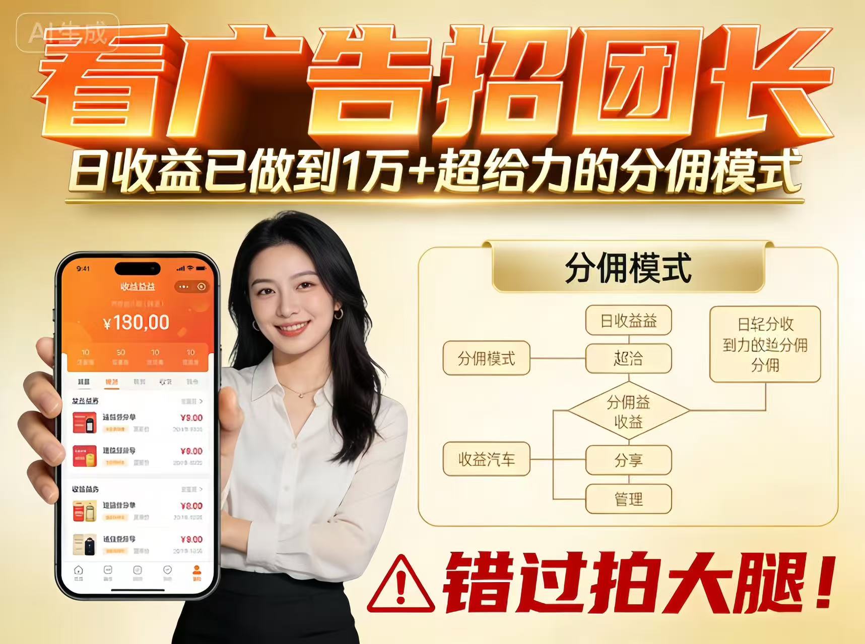 看广告招团长,团队收益已做到日入1万,分佣模式超给力,错过拍大腿-邪修侠学院