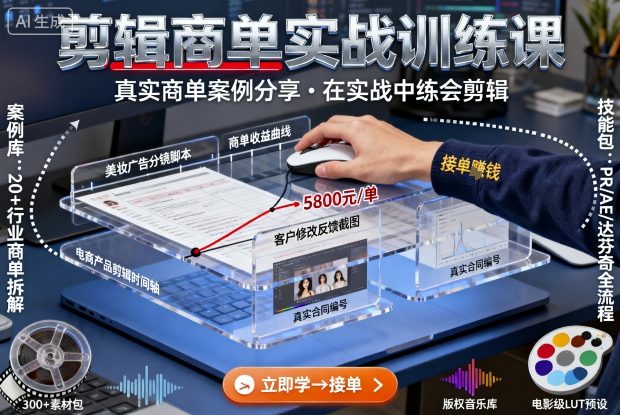 剪辑商单实战训练课,真实商单案例分享,在实战中练会剪辑-邪修侠学院