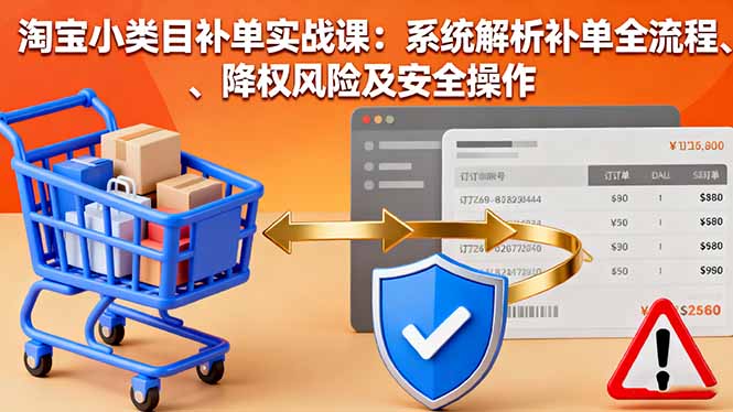 淘宝小类目补单实战课:系统解析补单全流程、降权风险及安全操作-邪修侠学院