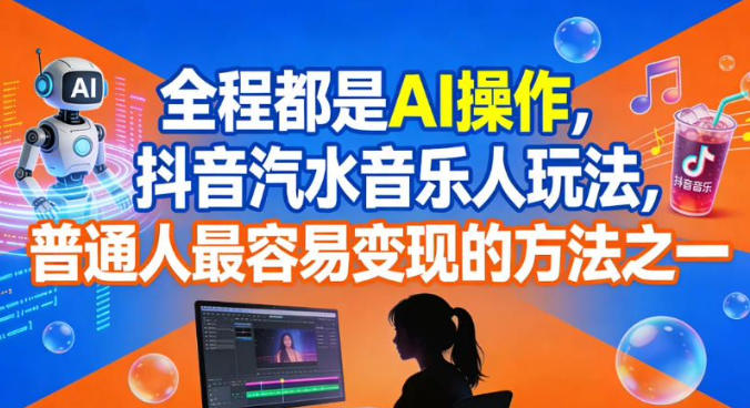 全程都是AI操作,抖音汽水音乐人玩法,普通人最容易变现的方法之一-邪修侠学院